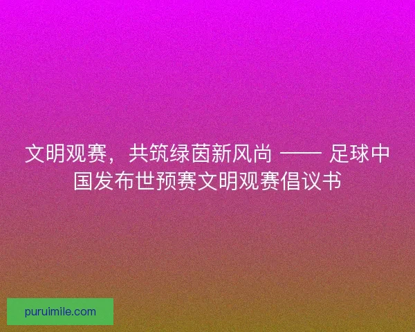 文明观赛，共筑绿茵新风尚 —— 足球中国发布世预赛文明观赛倡议书