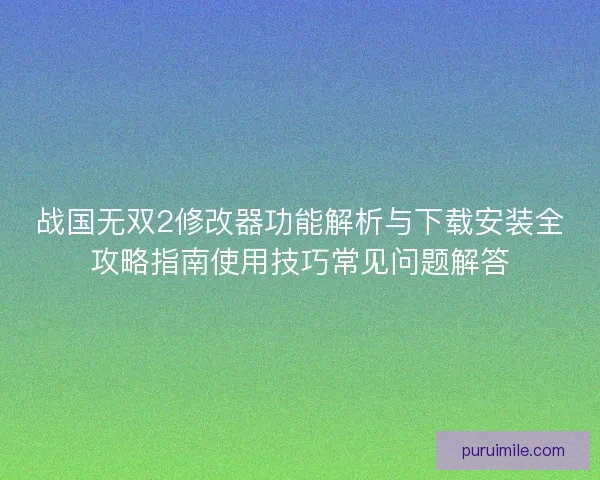 战国无双2修改器功能解析与下载安装全攻略指南使用技巧常见问题解答
